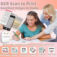 Mini Thermal Printer | Inkless Sticker Printer | USB APP Control Inkless Printer | Wireless Mini Pocket Printer for Labels, Stickers, Photos, Bookmarks, Cards, White